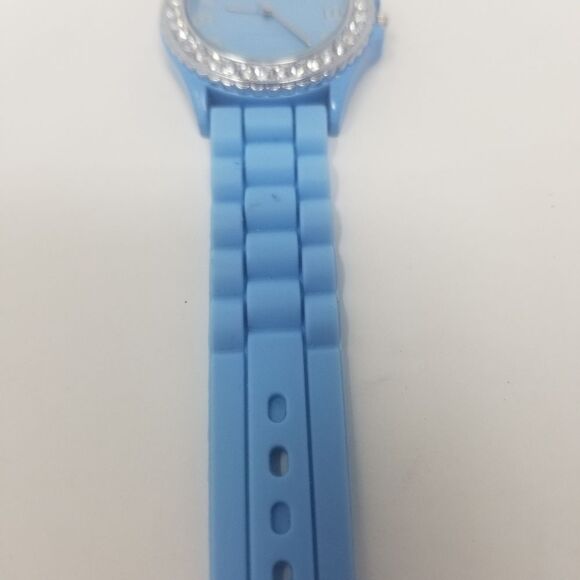 Narmi Blue Rubber Strap & Face Gemmed Bezel Easy To Read Numbers Women's Watch - Picture 6 of 12
